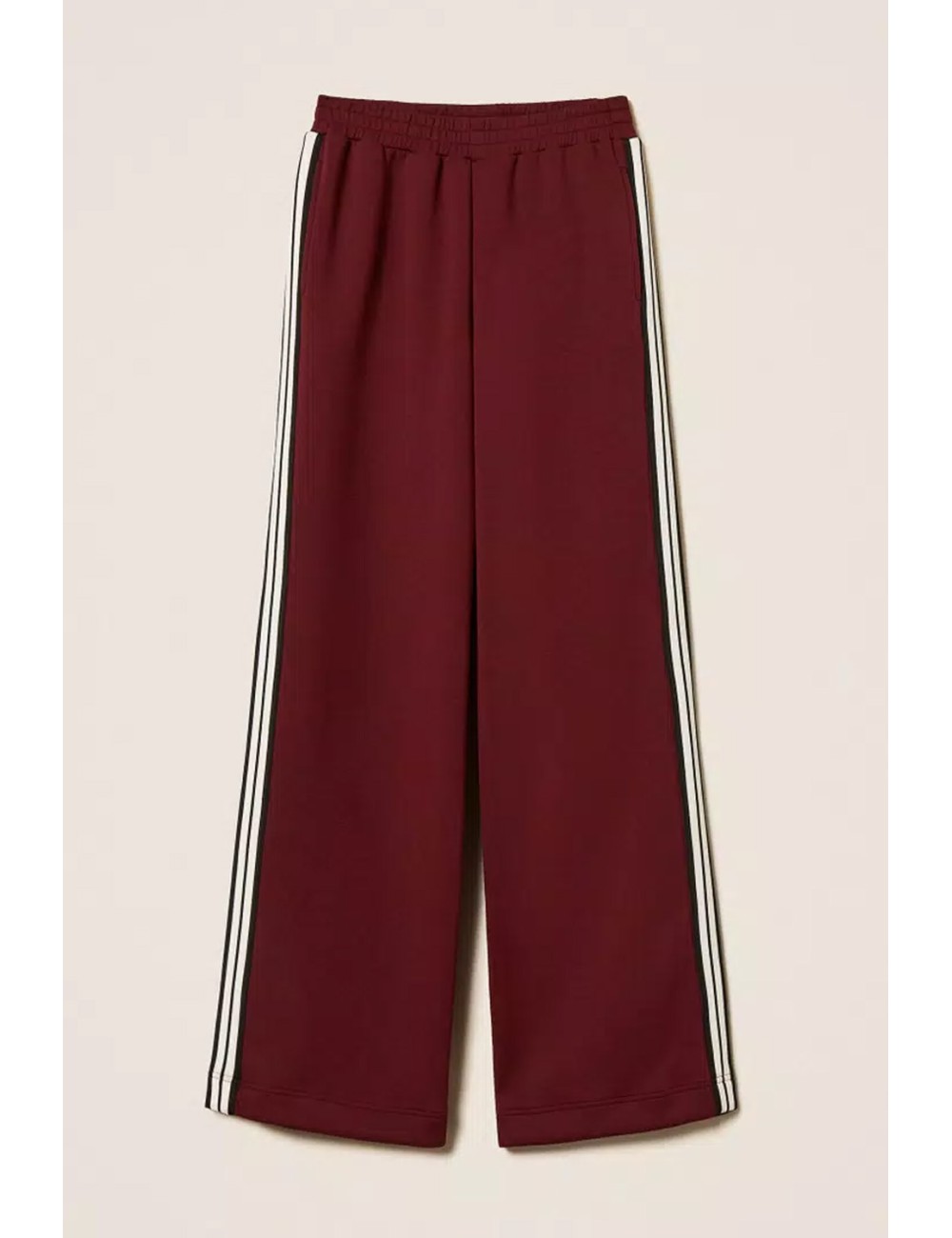 Twinset - pantaloni ampi in tessuto scuba 252ll2gdd 12818 red wine