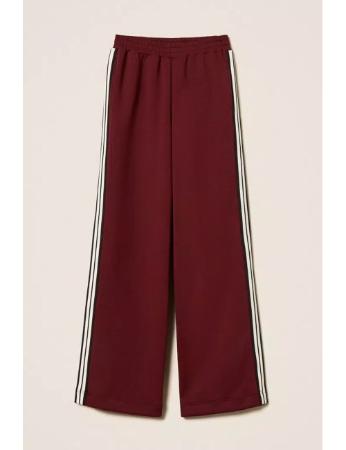 Twinset - pantaloni ampi in tessuto scuba 252ll2gdd 12818 red wine
