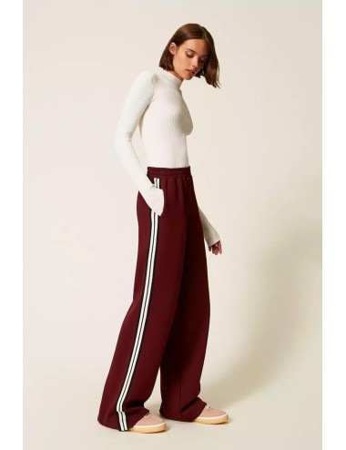 Twinset - pantaloni ampi in tessuto scuba 252ll2gdd 12818 red wine