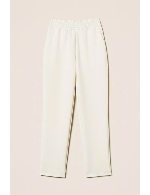 Twinset - pantaloni a sigaretta in tessuto scuba 252ll2gee 00526 off white