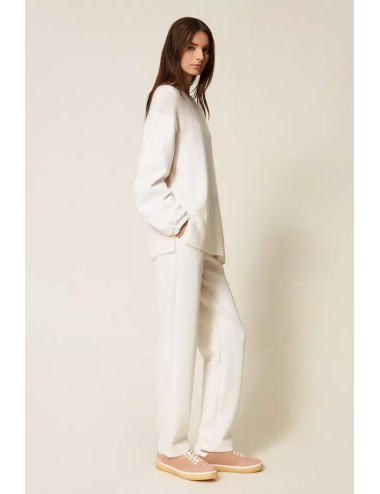 Twinset - pantaloni a sigaretta in tessuto scuba 252ll2gee 00526 off white