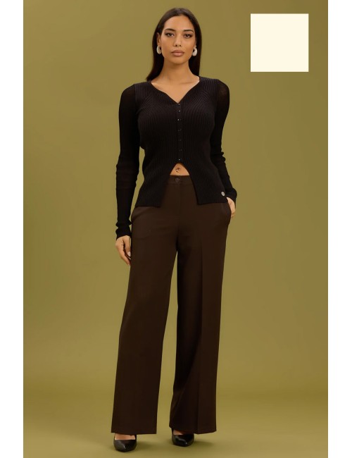 Take two - pantalone palazzo con elastico dt01166 burro