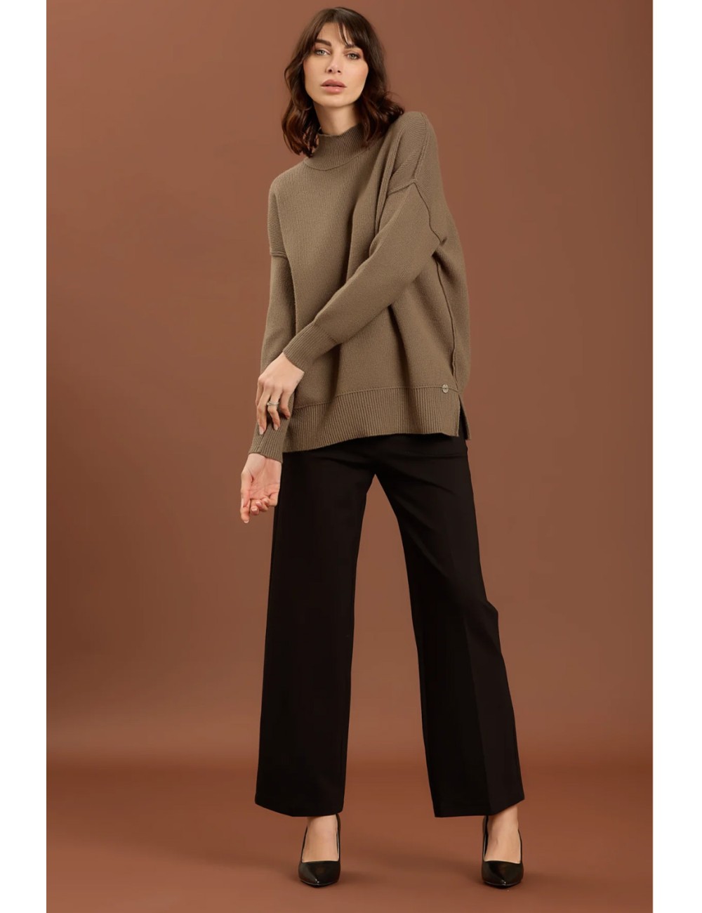 Take two - pantalone palazzo punto milano dt01199 moro