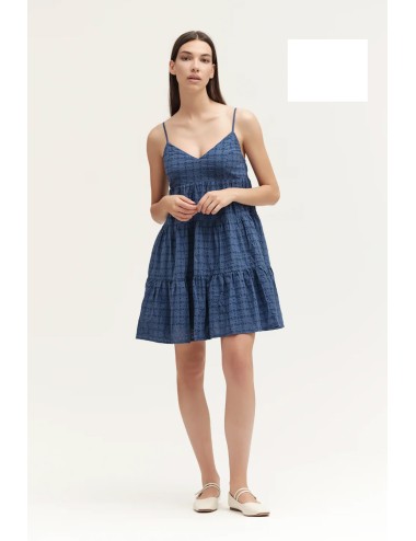 Abito corto con bretelline in sangallo ww30412 bianco