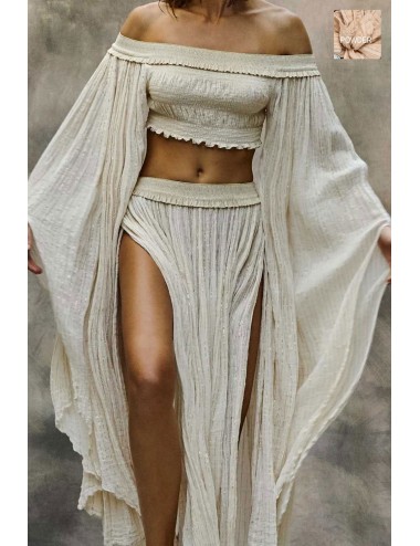 Christianzen - maxi gonna cotone garzato in lurex oro hamsa powder +++