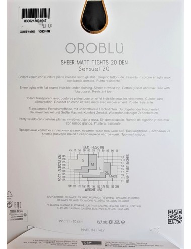 Collant velato sensuel 20 vobc01099 black (nero)