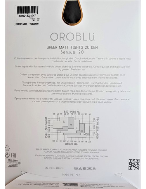 Collant velato sensuel 20 vobc01099 black (nero)