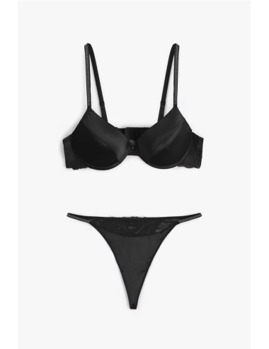 Admas - completo push-up e perizoma con pizzo 44598 nero