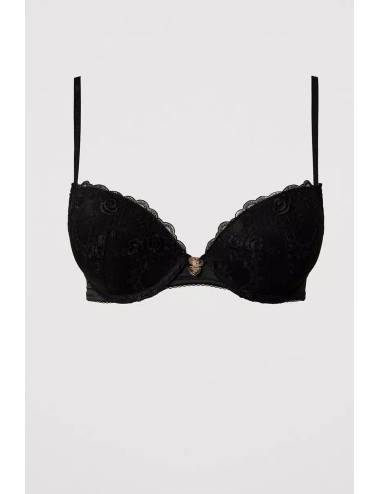 Reggiseno push-up in tulle ricamato 251ll6d44 00006 nero
