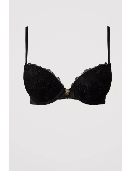 Reggiseno push-up in tulle ricamato 251ll6d44 00006 nero