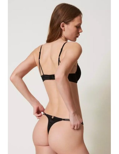 Reggiseno push-up in tulle ricamato 251ll6d44 00006 nero