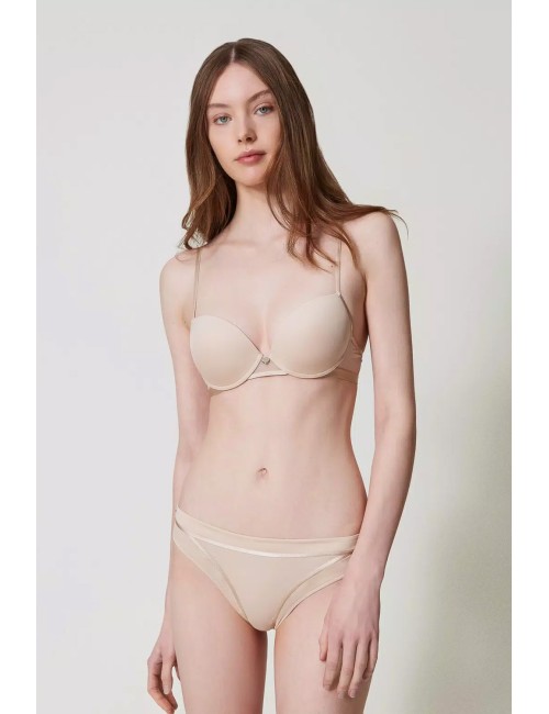 Reggiseno push-up con tulle 251ll6b44 11044 beige