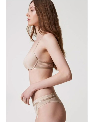 Reggiseno push-up con tulle 251ll6b44 11044 beige
