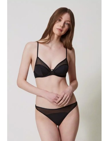 Slip perizoma con tulle 251ll6b88 00006 nero