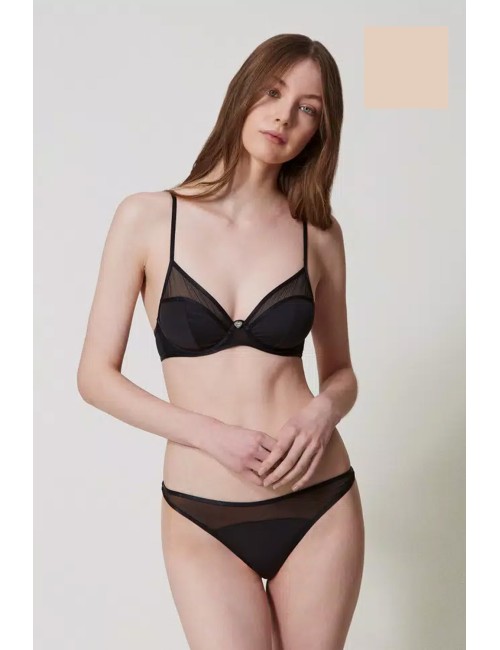 Slip perizoma con tulle 251ll6b88 11044 beige