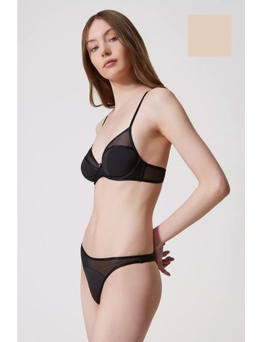 Slip perizoma con tulle 251ll6b88 11044 beige