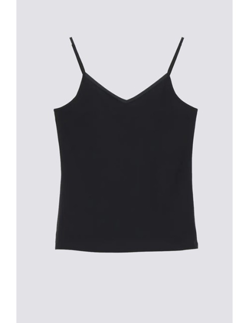 Top spalla sottile in cotone e modal perfect line cotton vobt01674 black