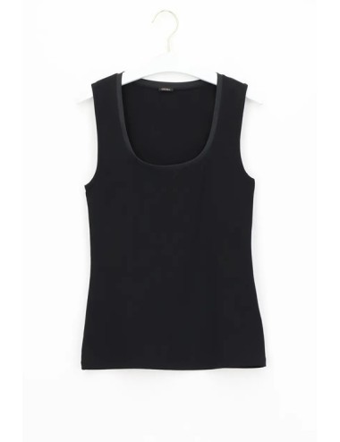 Top spalla larga in cotone e modal perfect line cotton vobt67380 black