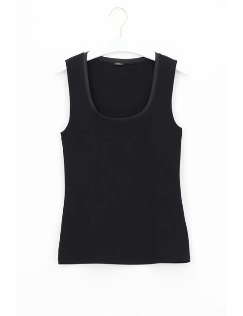 Top spalla larga in cotone e modal perfect line cotton vobt67380 black