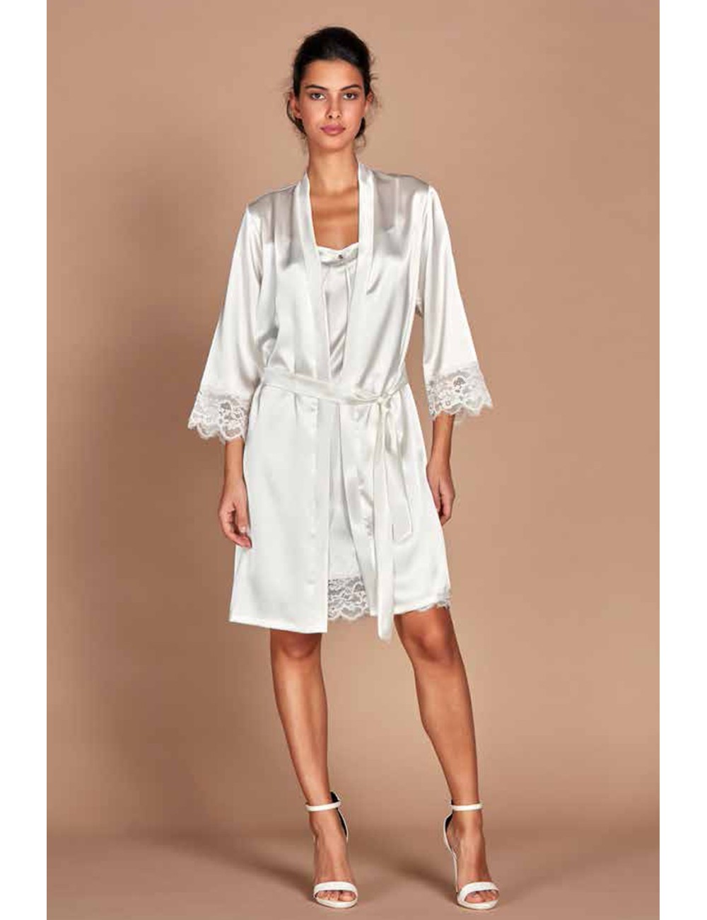 Amadine - vestaglia m/l raso di seta d2768