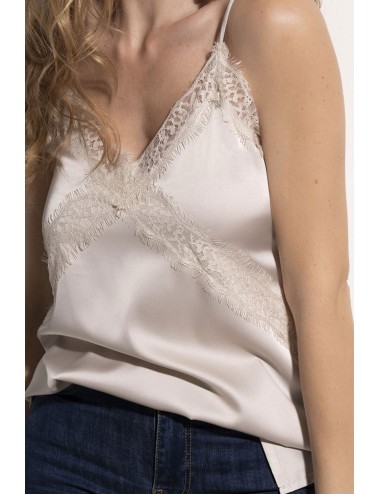 Admas - camisola con spalline in raso e pizzo 43490 champagne