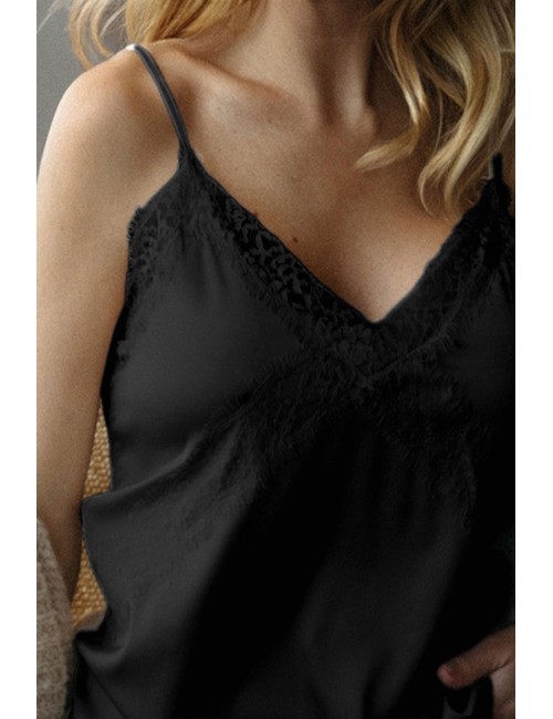 Admas - camisola con spalline in raso e pizzo 43490 nero