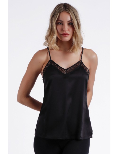 Admas - camicetta in pizzo escote 43491 nero