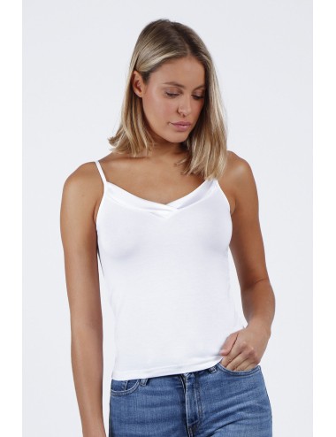 Admas - top con scollo in raso 43483-0-004 bianco