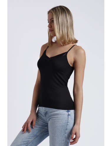 Admas - top con scollo in raso 43483-0-110 nero