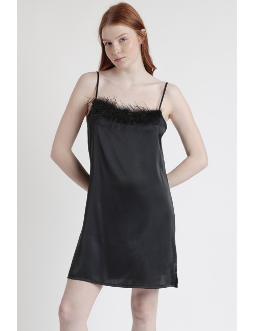 Admas - sottoveste con piume 61322-0-110 nero