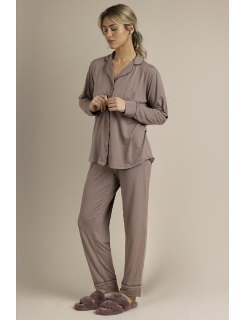 Admas - pigiama lungo microfibra 62617-0-172 moka