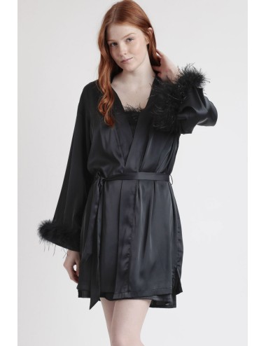 Admas - vestaglia marabu satinata 67202-0-110 nero