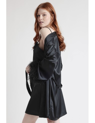 Admas - vestaglia marabu satinata 67202-0-110 nero