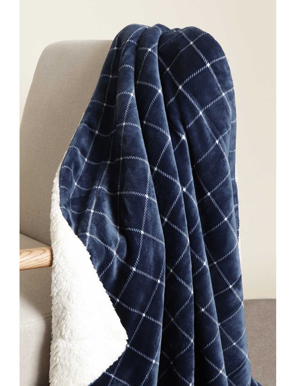 Admas - plaid unisex double-face corel 69035-0-0216 navy