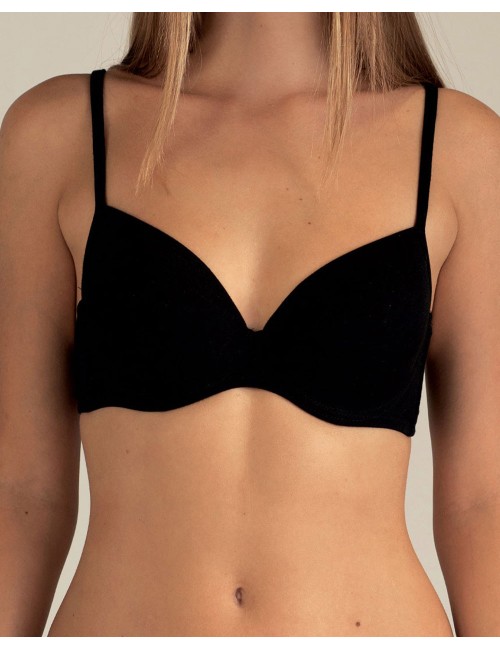 Parisblue - reggiseno balconcino in cotone elen nero