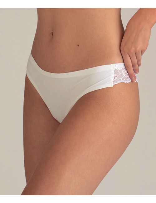 Parisblue - brasiliana in pizzo elasticizzato fairy bianco