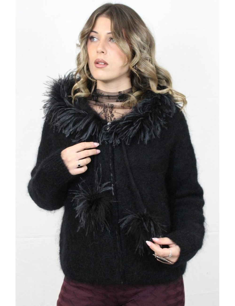 Pho firenze - maglia mohair lux 4324017 nero