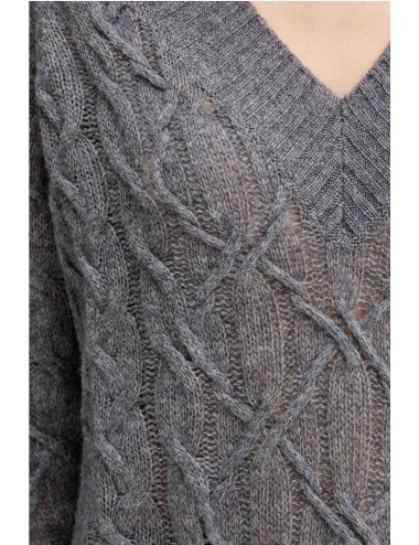 Ermanno scervino - maglia scollo a v m/l d474m501dge m4700 grigio