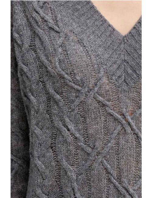 Ermanno scervino - maglia scollo a v m/l d474m501dge m4700 grigio