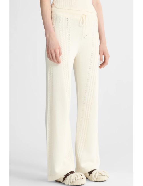 Ermanno scervino - pantalone cropped in misto lana e cashmere con motivo a treccia d474p501njg 10606