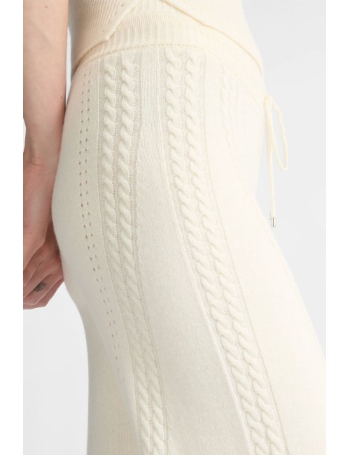 Ermanno scervino - pantalone cropped in misto lana e cashmere con motivo a trecc