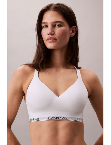 Ck - brassière di sostegno - icon cotton modal lv00qf8500-100 bianco