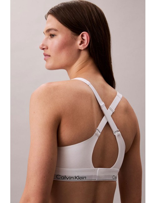 Ck - brassière di sostegno - icon cotton modal lv00qf8500-100 bianco