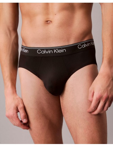 Ck - slip con vestibilità a livello dei fianchi in confezione da 3 - microfibre stretch lv00nb4408-ub1 nero