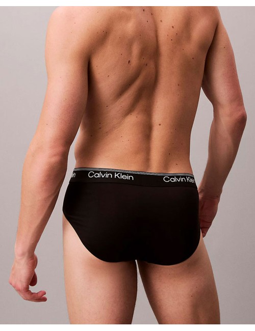 Ck - slip con vestibilità a livello dei fianchi in confezione da 3 - microfibre stretch lv00nb4408-ub1 nero