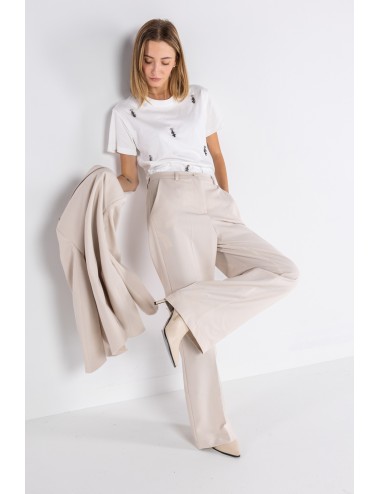 Lokita - pantalone palazzo basic in poly viscosa 1194 lok07905 avorio