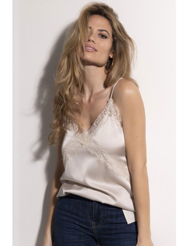 Admas - camisola con spalline in raso e pizzo 43490 champagne