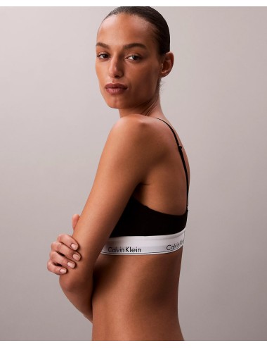 Ck - brassière leggermente foderata - icon cotton modal lv00qf8498-ub1 nero