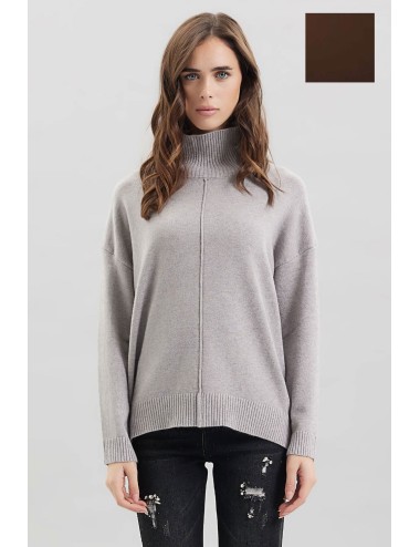 Take two - lupetto con nervatura viscosa dt00375 moro