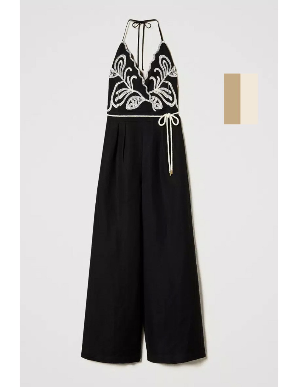 Tuta in misto lino con ricami bic. natural beige/madreperla 251lb2faa 12193 +++